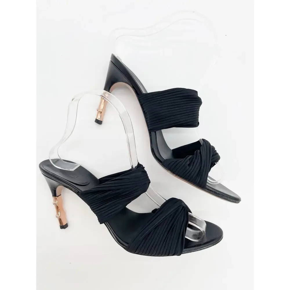 Gucci Vintage Retro 2004 Tom Ford Black Jersey Bamboo Heel Mule Sandals 7.5